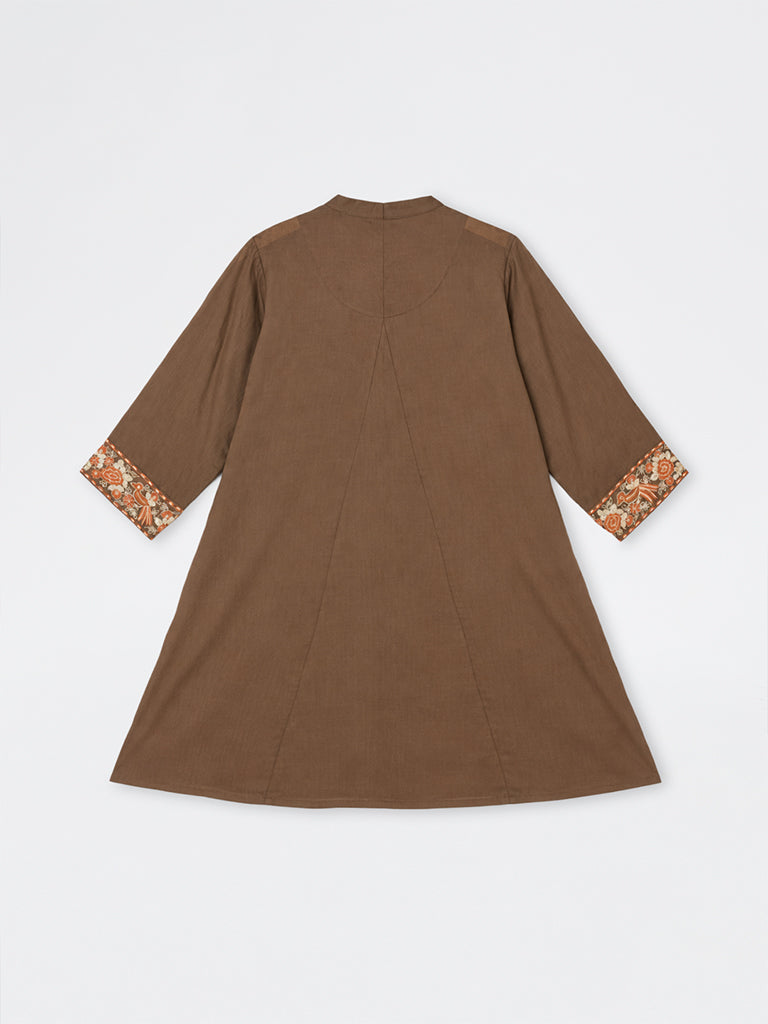 Diza Dark Brown Embroidered Tunic