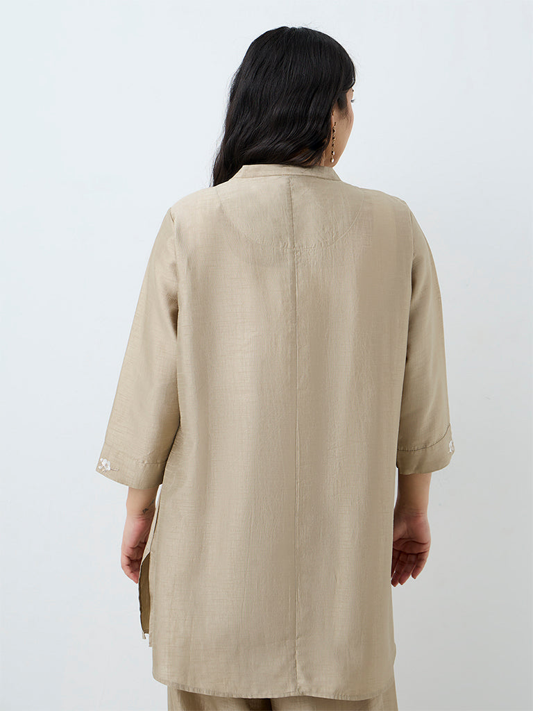 Diza Light Beige Tunic with Frog Fastening