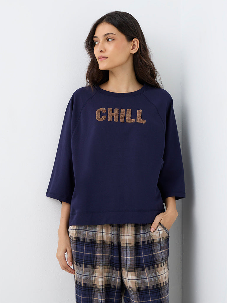 Wunderlove Navy Typographic T-Shirt