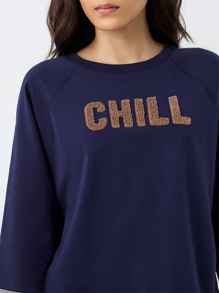 Wunderlove Navy Typographic T-Shirt