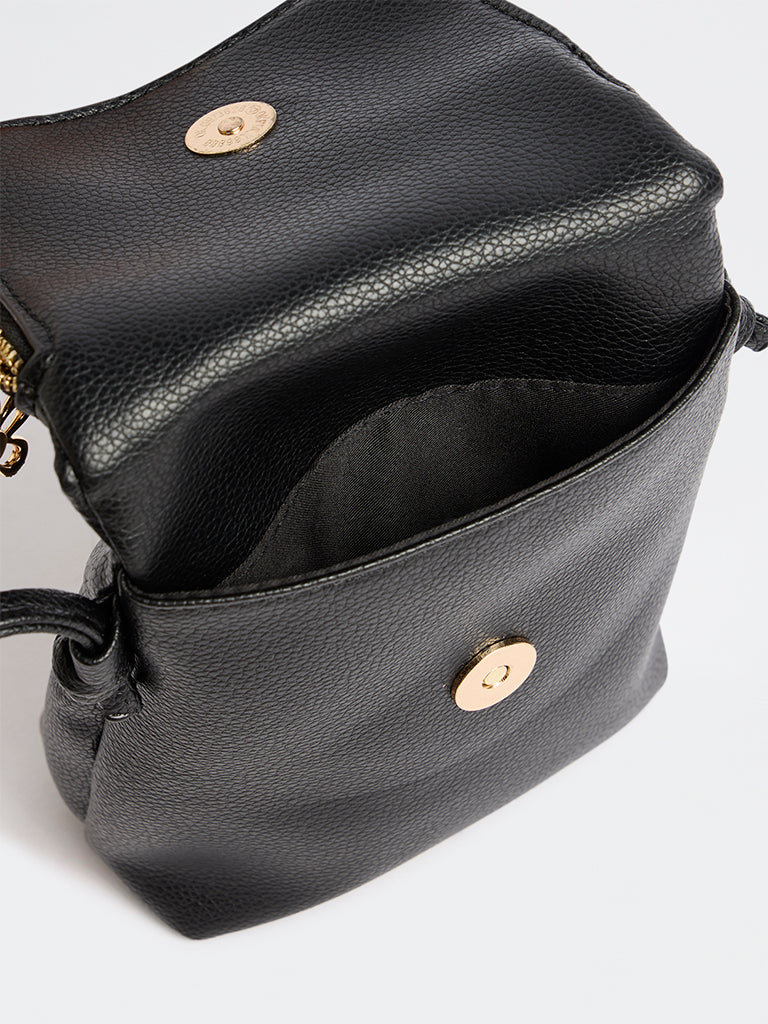 Westside Black Textured Phone Sling Bag