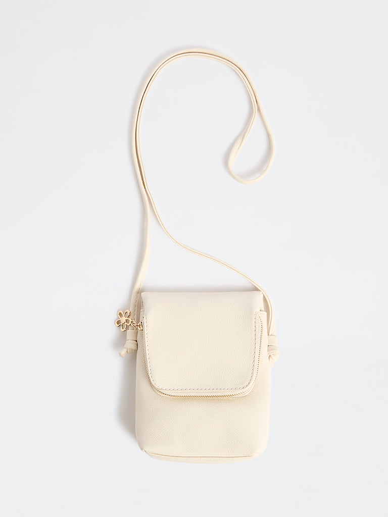 Westside Ivory Textured Phone Sling Bag