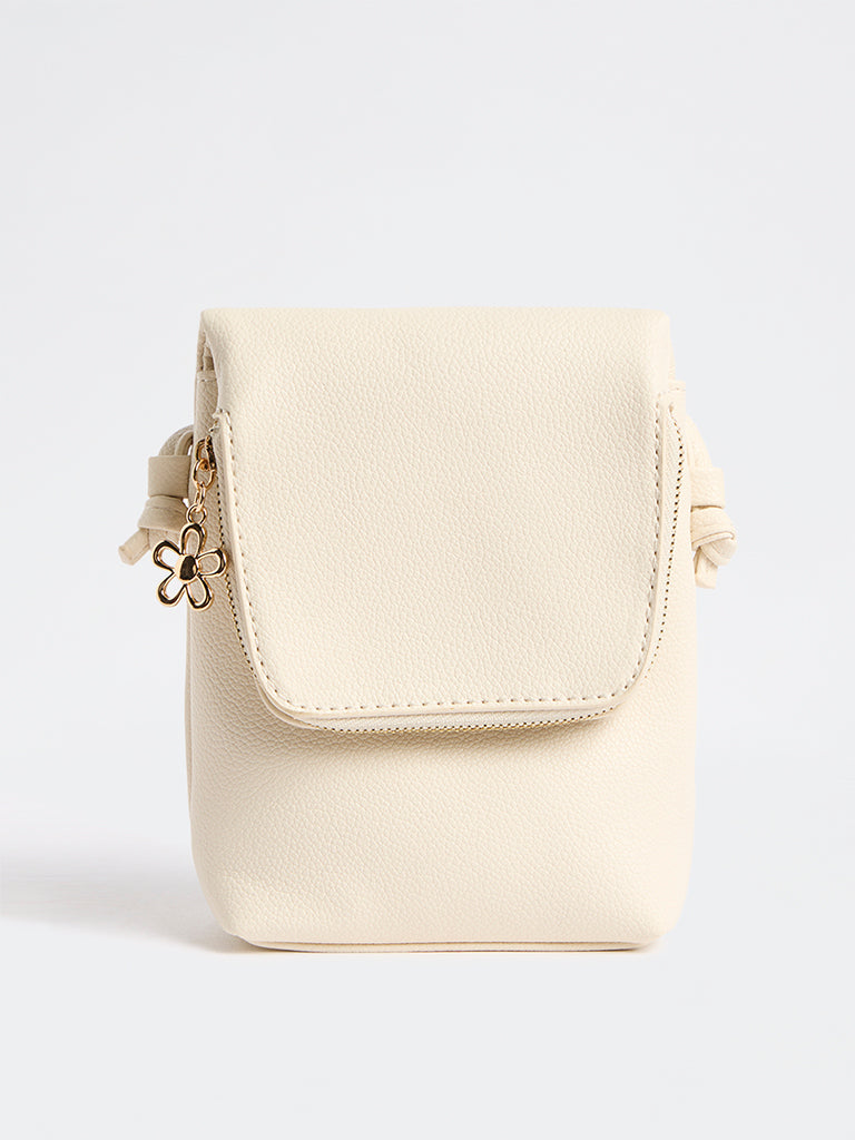 Westside Ivory Textured Phone Sling Bag