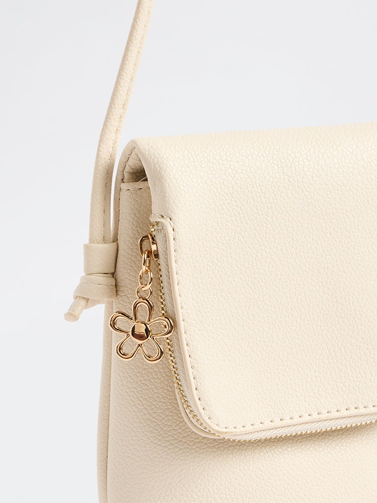 Westside Ivory Textured Phone Sling Bag