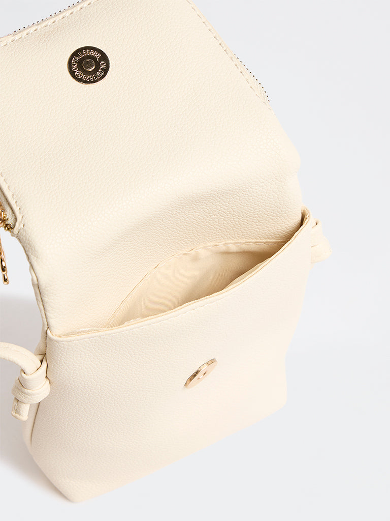 Westside Ivory Textured Phone Sling Bag