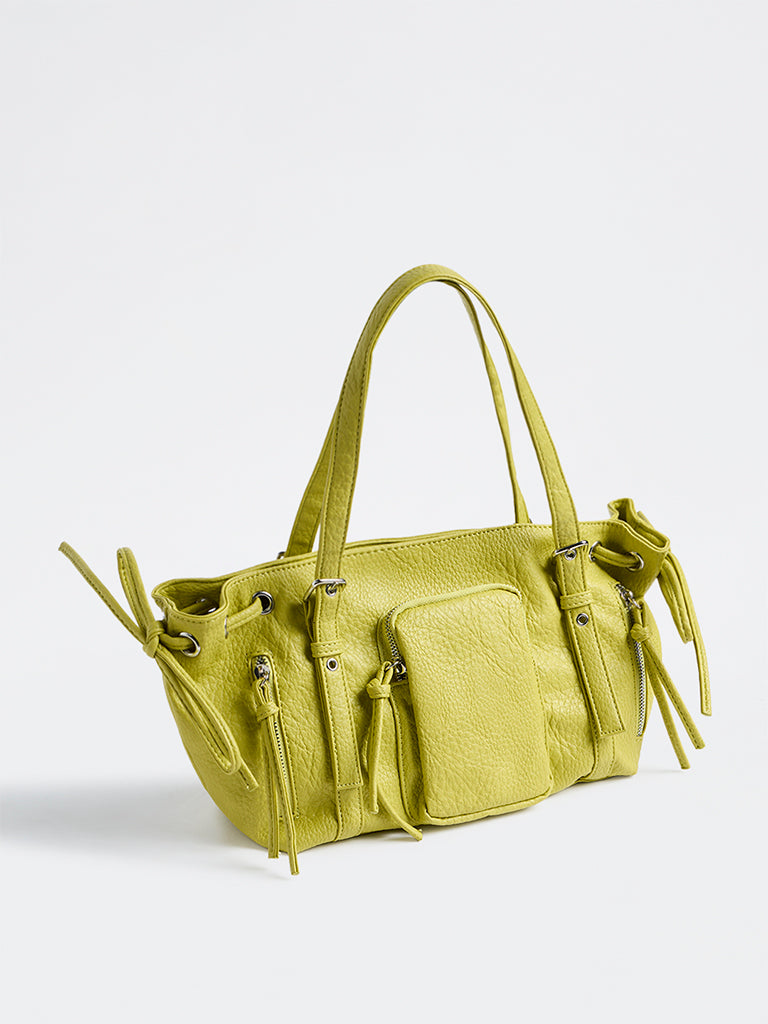 Westside Lime Textured Hobo Shoulder Bag