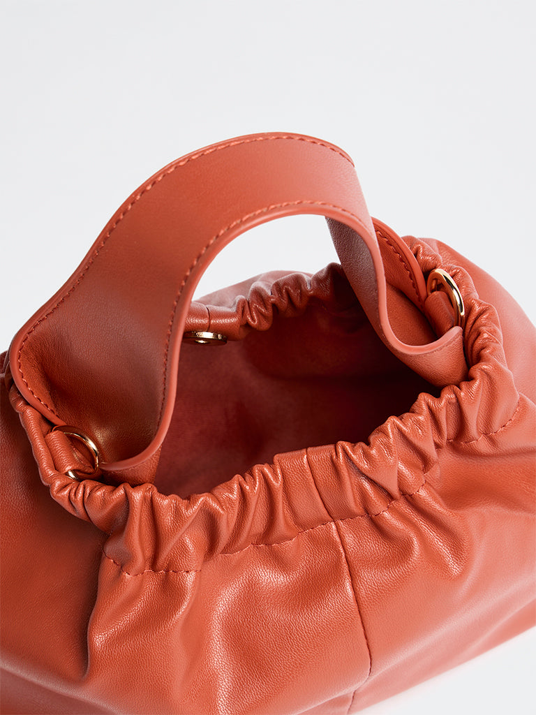 Westside Orange Ruched Crossbody Sling Bag