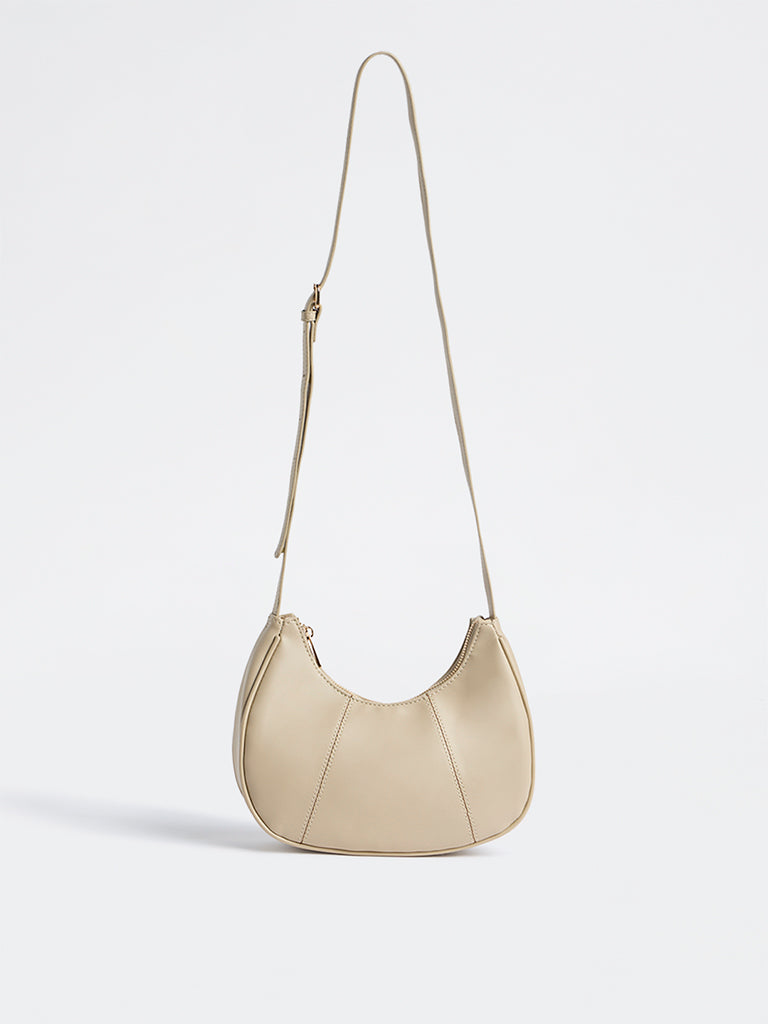 Westside Light Beige Crescent Shoulder Bag