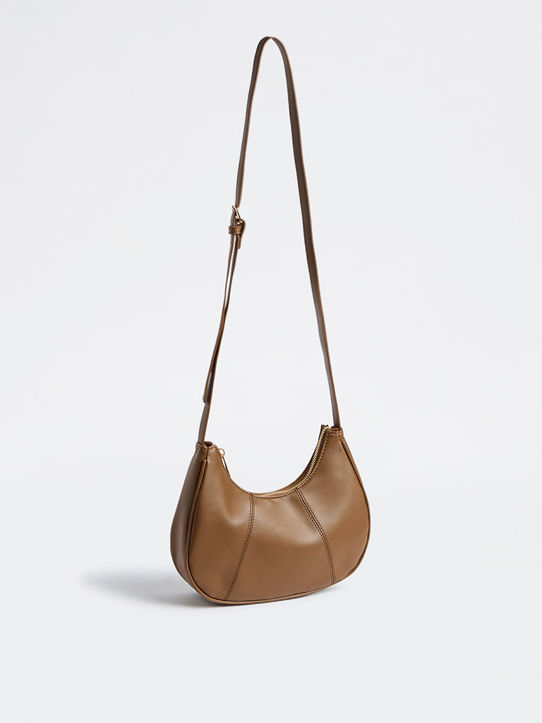 Westside Brown Crescent Shoulder Bag