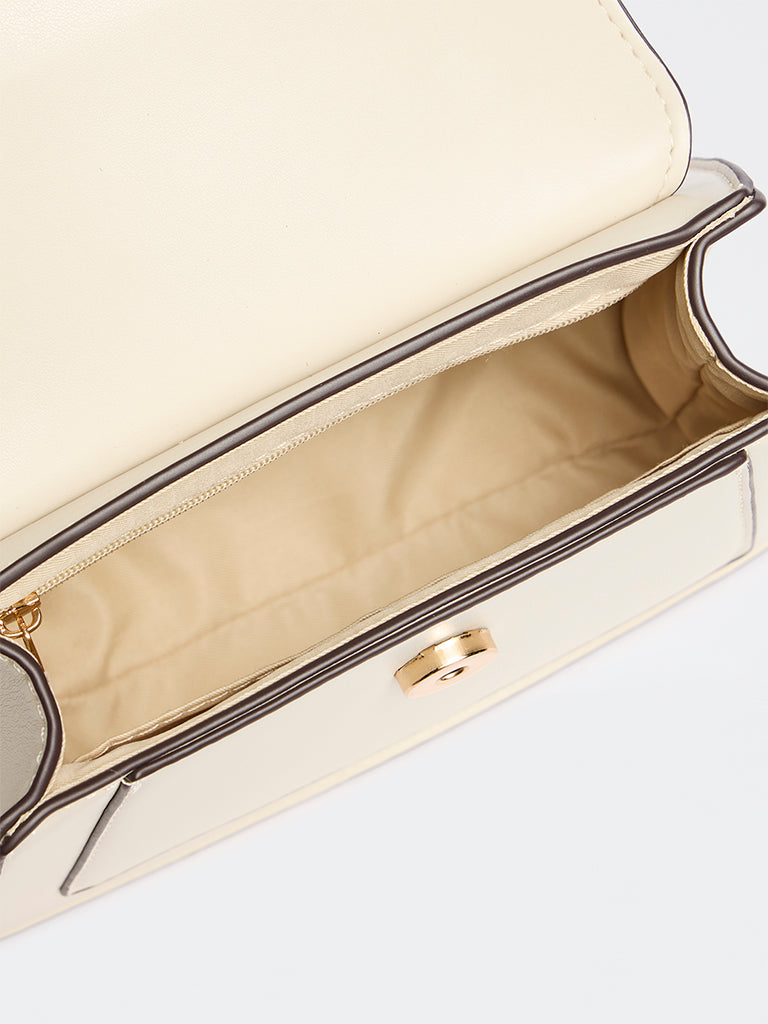 Westside Ivory Buckle-Detail Trapezium Crossbody Sling Bag