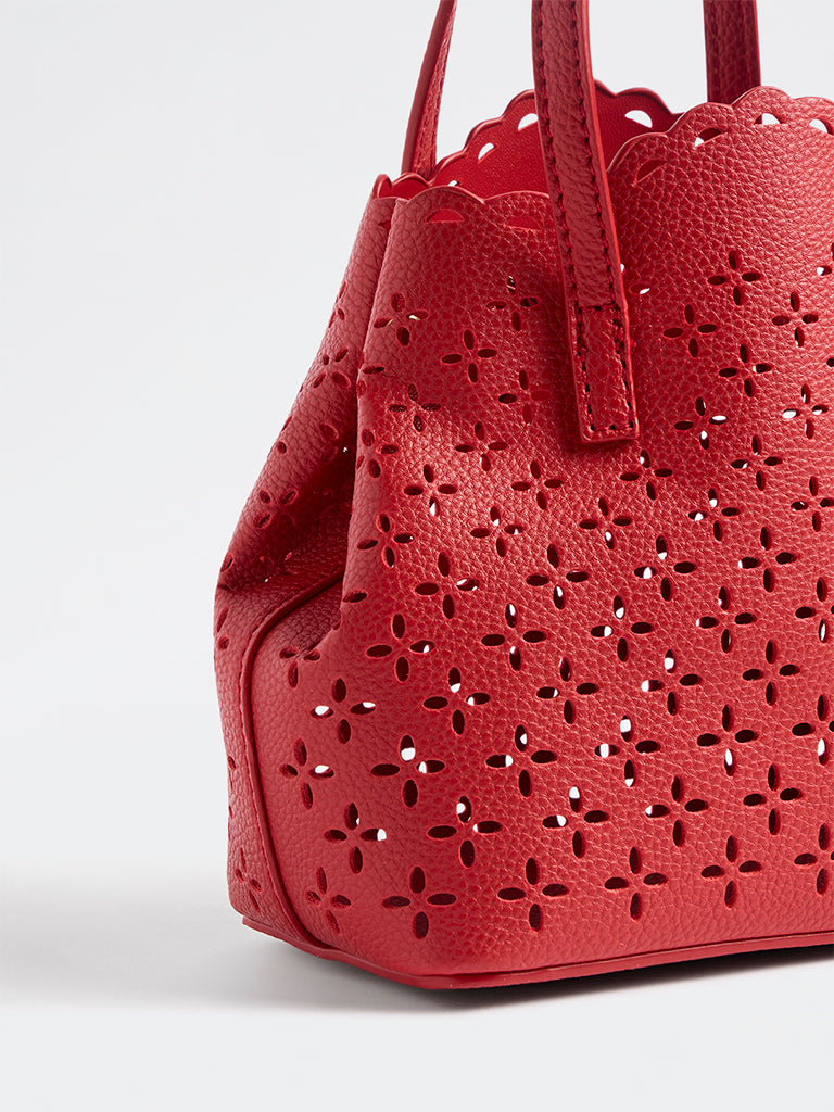 Westside Red Floral Laser-Cut Crossbody Sling Bag
