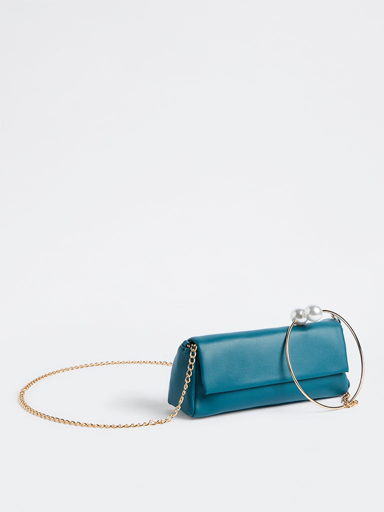 Westside Teal Structured Halo Sling Bag