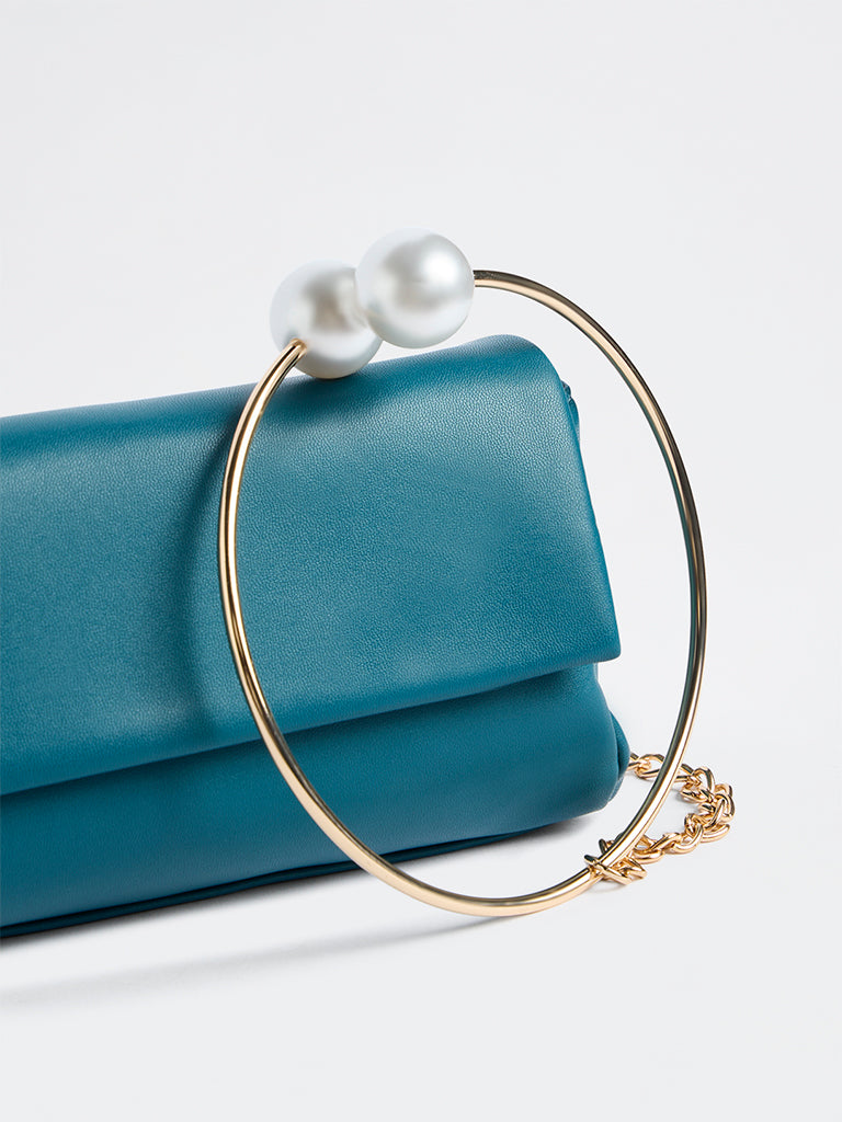 Westside Teal Structured Halo Sling Bag