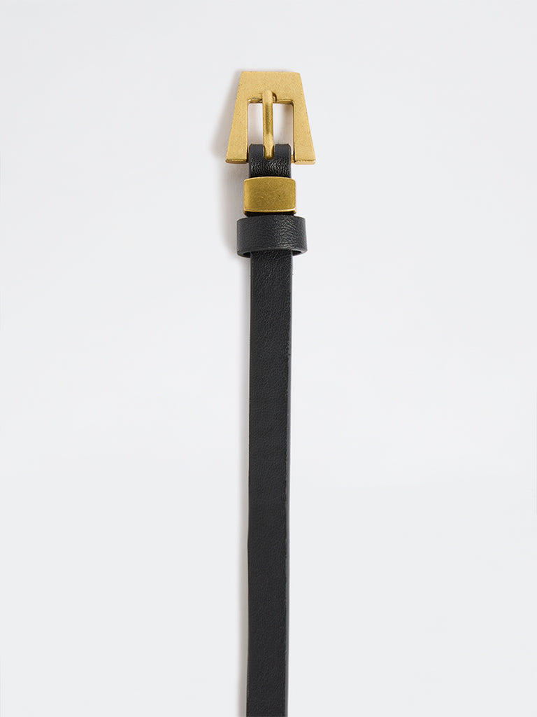 Westside Accessories Black Textured Trapezium Buckle Belt