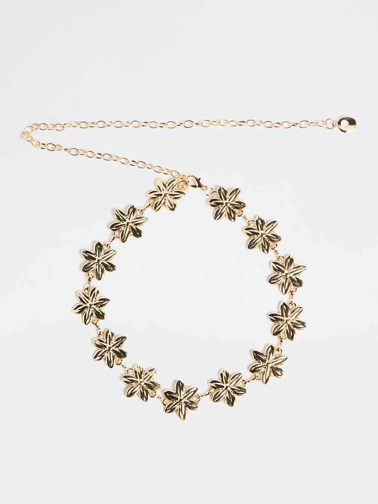 Westside Accessories Gold Metal Floral Link Belt