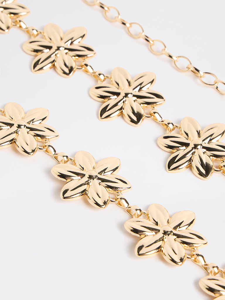 Westside Accessories Gold Metal Floral Link Belt