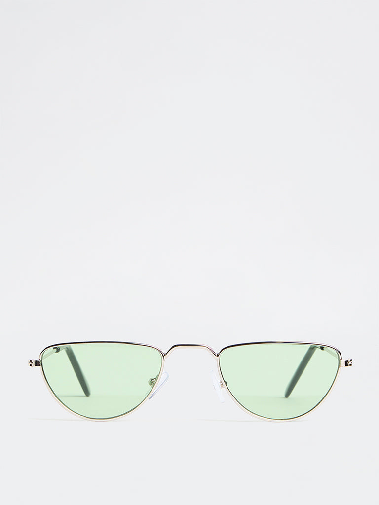 Westside Accessories Green Geometric Metal Sunglasses - Comes with a Pouch and Cleaning Cloth