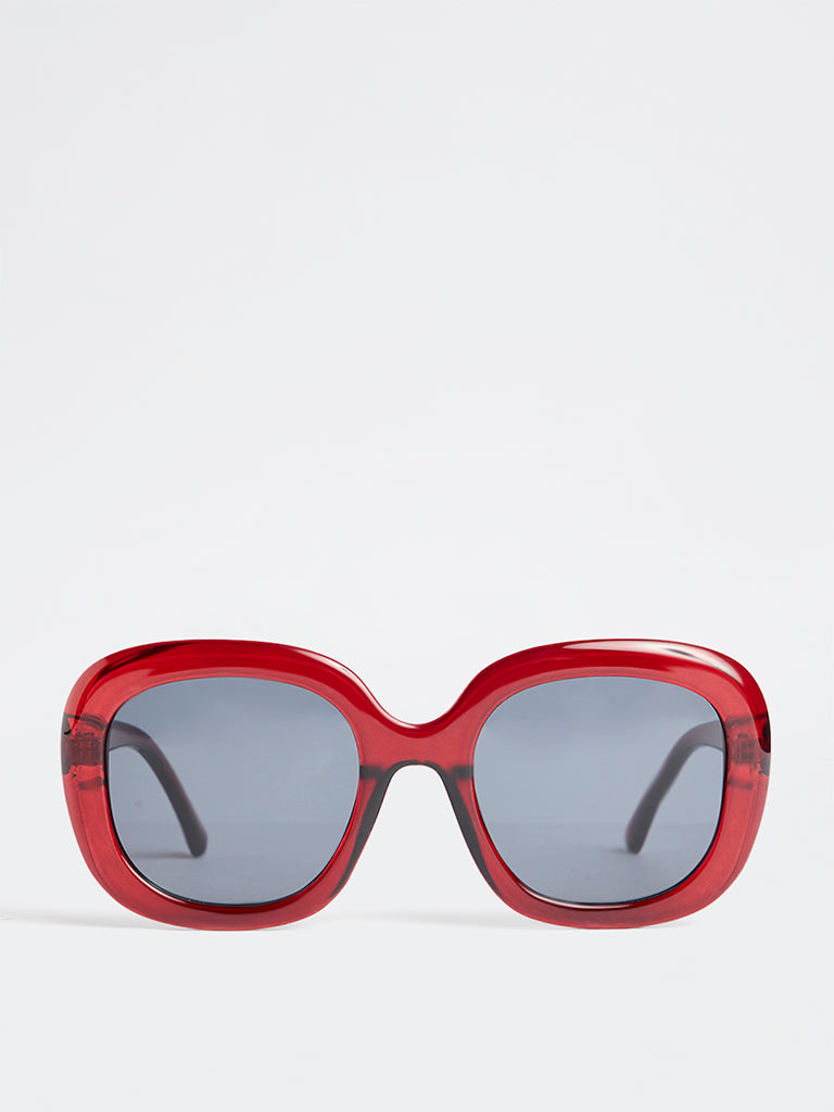 Westside Accessories Red Oversized Sunglasses - Comes with a Pouch and Cleaning Cloth