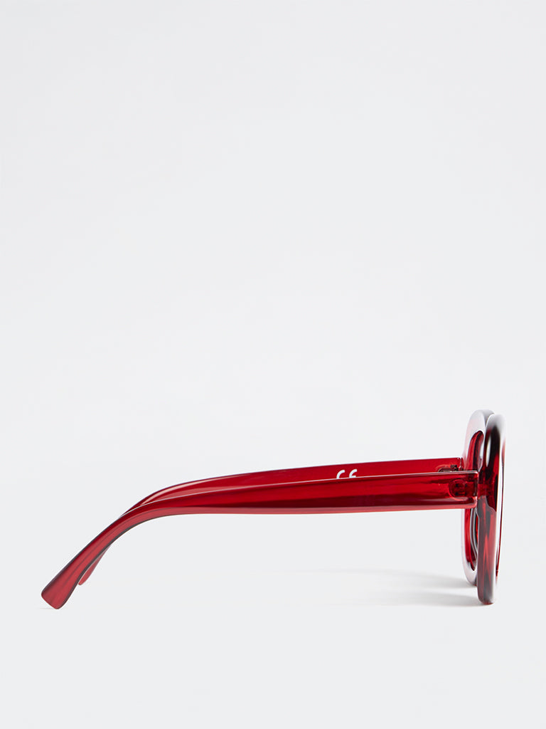 Westside Accessories Red Oversized Sunglasses - Comes with a Pouch and Cleaning Cloth