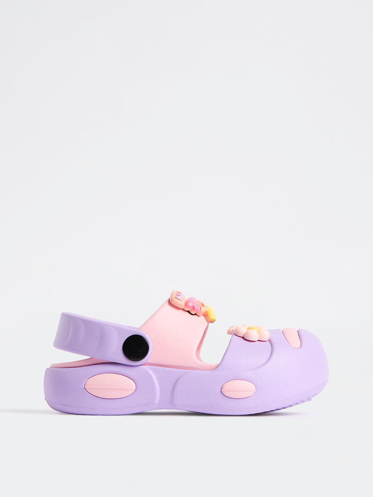 Yellow Lilac Floral-Applique Clogs