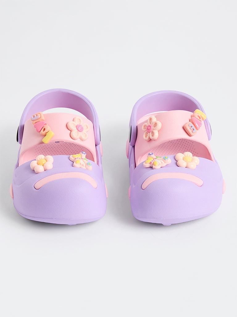 Yellow Lilac Floral-Applique Clogs