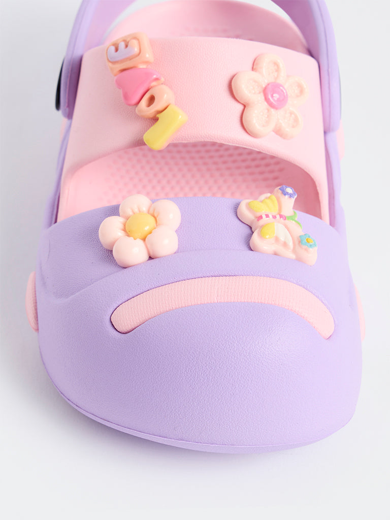 Yellow Lilac Floral-Applique Clogs