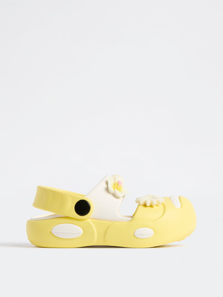 Yellow Yellow Floral Applique Clogs