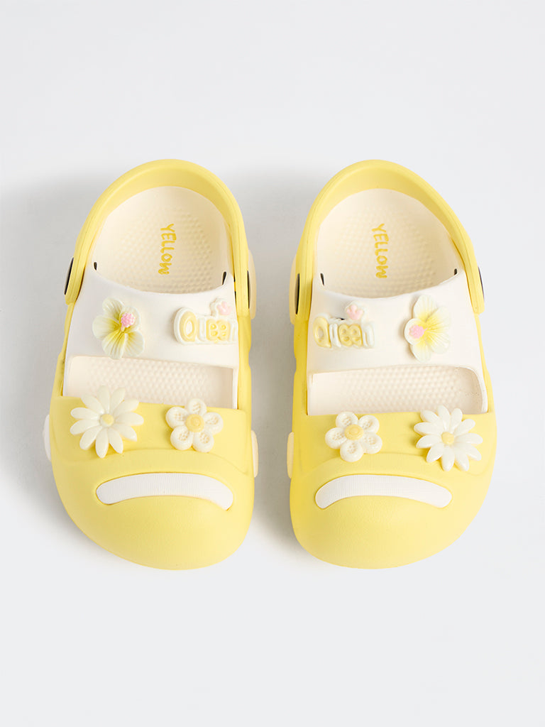 Yellow Yellow Floral Applique Clogs