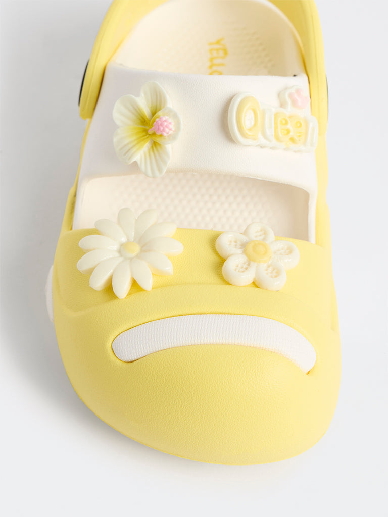 Yellow Yellow Floral Applique Clogs