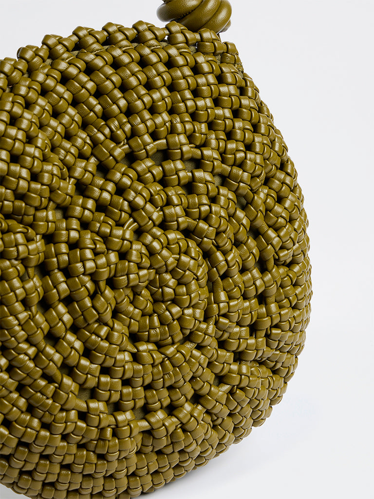 Westside Olive Circular Woven Sling Bag
