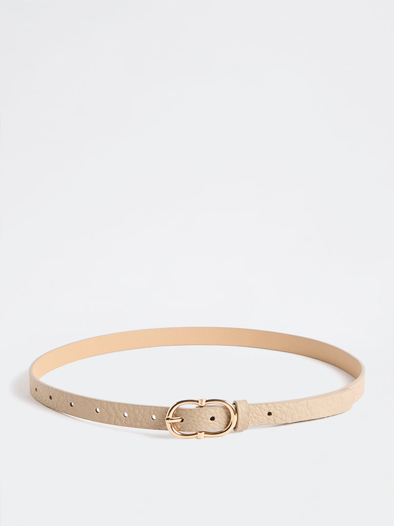 Westside Accessories Light Beige Textured Double D-Buckle Belt