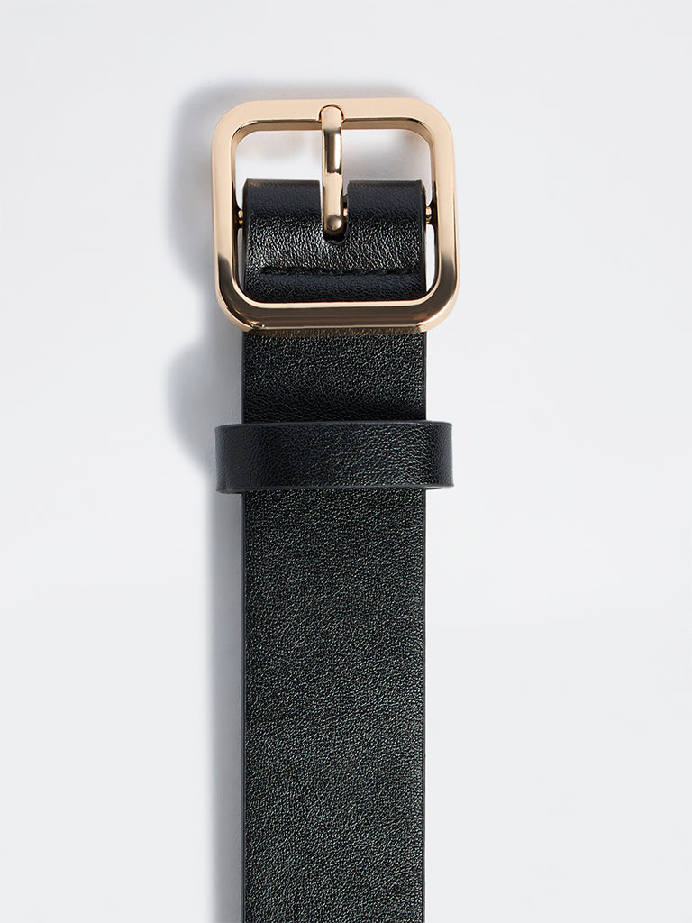 Westside Accessories Black Square Buckle Belt
