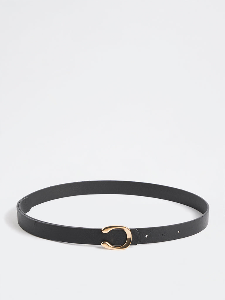 Westside Accessories Black Textured Horseshoe Buckle Belt