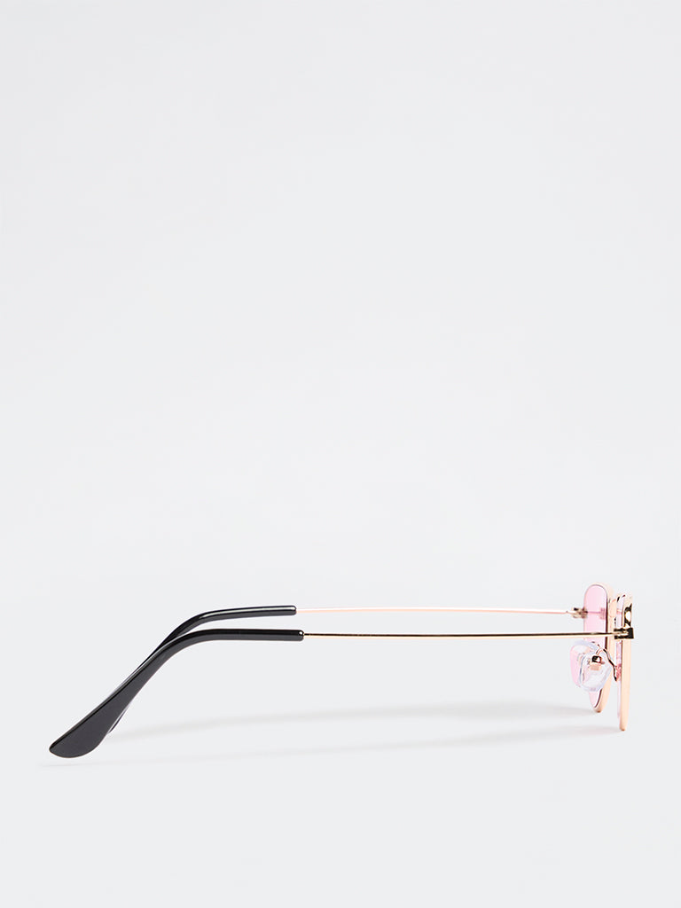 Westside Accessories Pink Geometric Metal Sunglasses - Comes with a Pouch and Cleaning Cloth