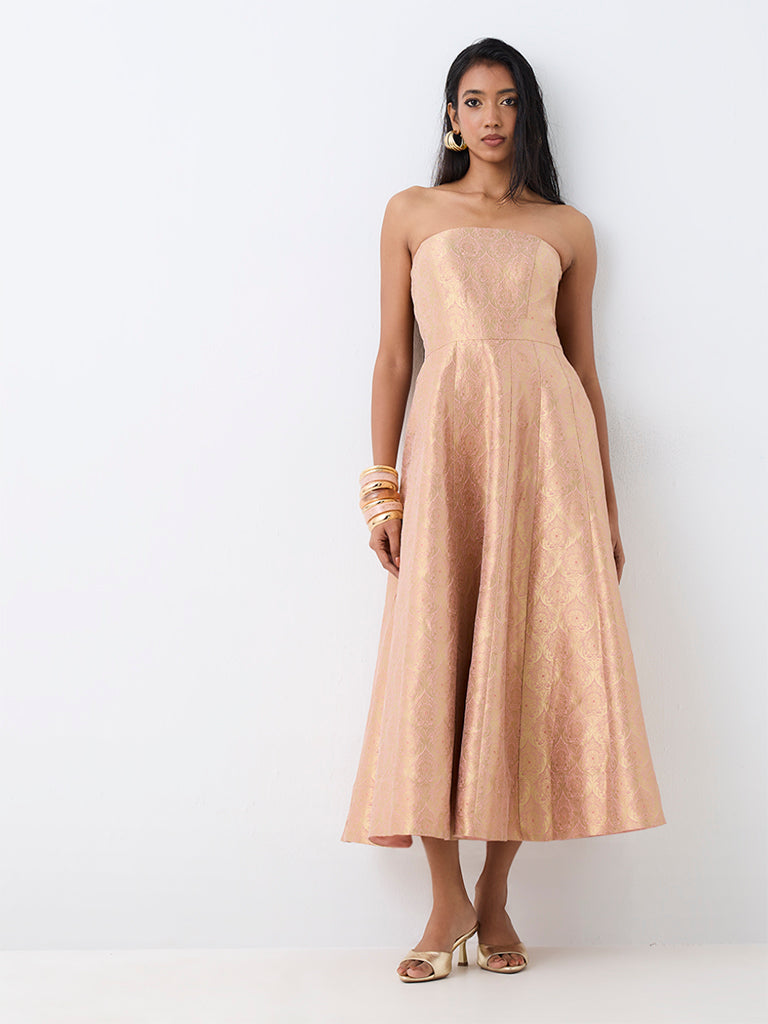 Vark Dusty Pink Brocade Tube Dress