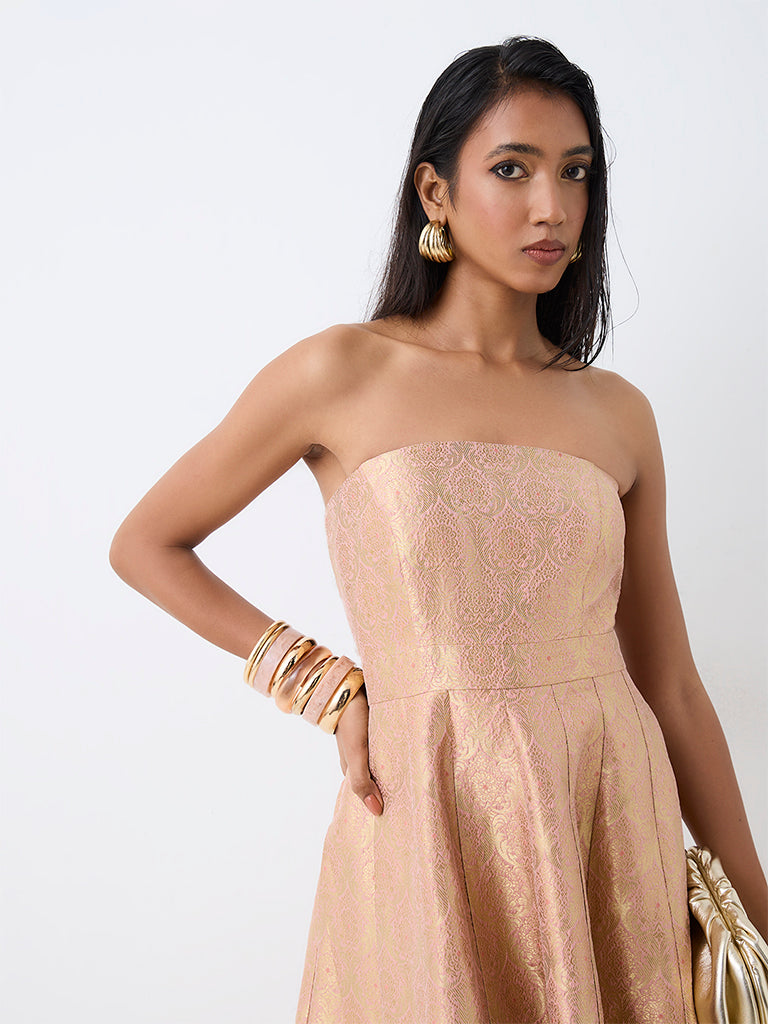Vark Dusty Pink Brocade Tube Dress