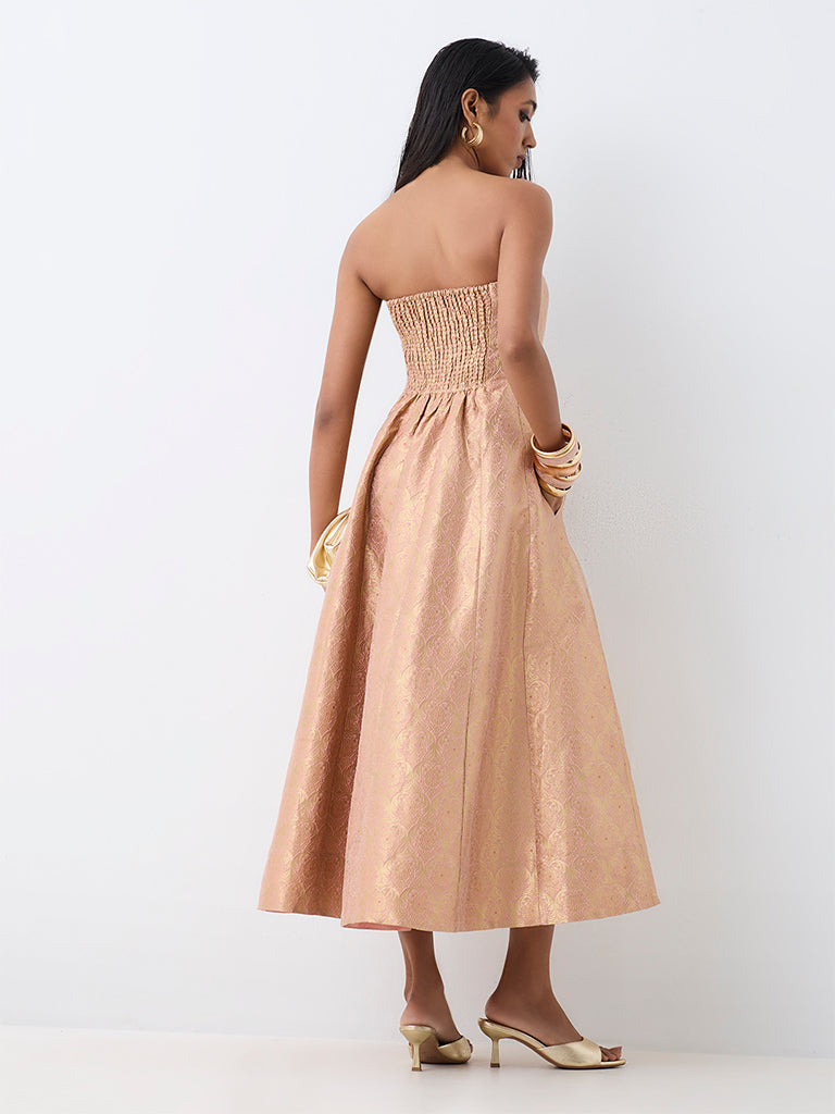 Vark Dusty Pink Brocade Tube Dress