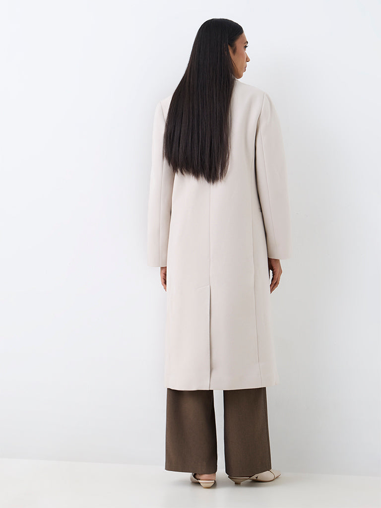 Wardrobe Ivory Double-Breasted Longline Trench Coat