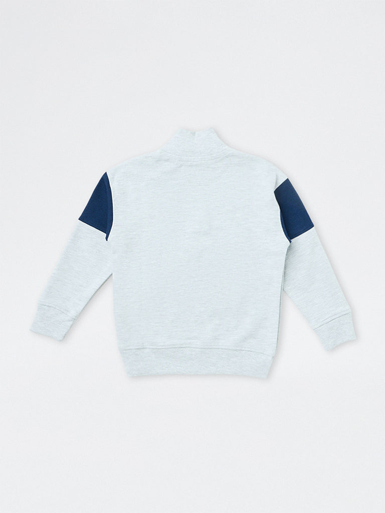 HOP Kids Boys Grey Numerical Embroidered Cotton-Blend Sweatshirt