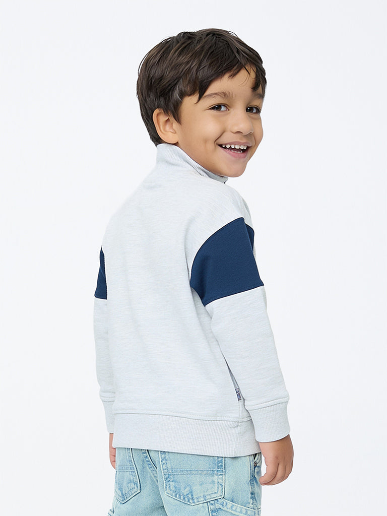 HOP Kids Boys Grey Numerical Embroidered Cotton-Blend Sweatshirt