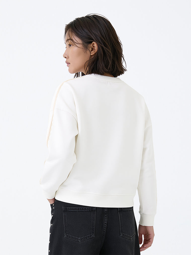 Girls Off-White Numerical Embroidered Cotton-Blend Sweatshirt