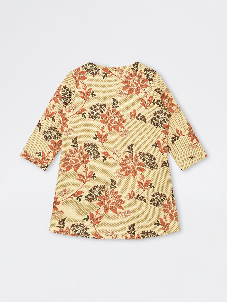Diza Cream Floral Design Tunic