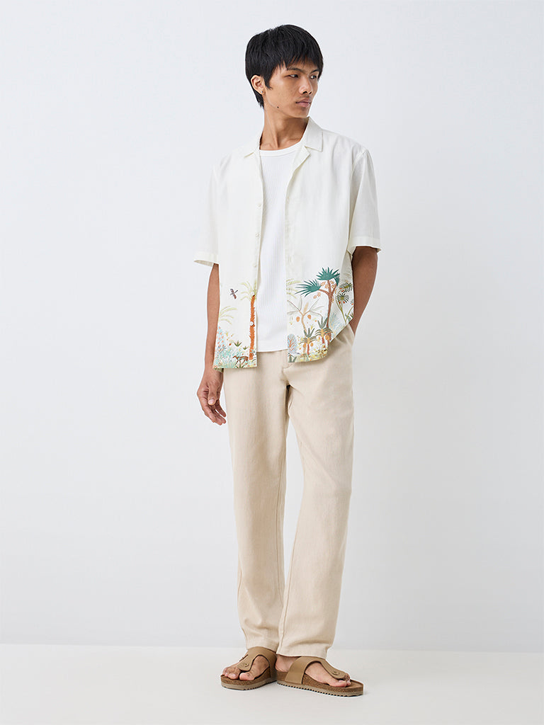ETA Off-White Nature-Theme Relaxed-Fit Cotton-Blend Shirt