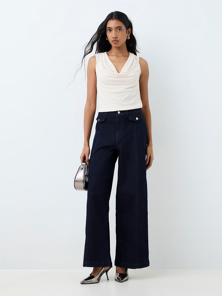Wardrobe Off-White Rhinestone Embellished Top