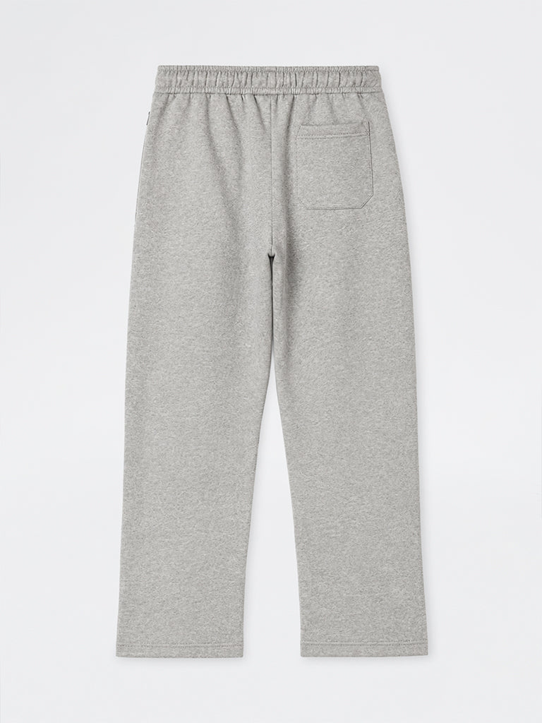 WES Casuals Grey Melange Relaxed-Fit Mid-Rise Cotton-Blend Track Pants