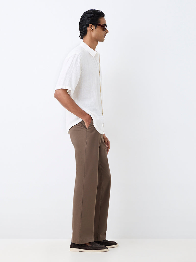 Ascot Off-White Solid Relaxed-Fit Shirt