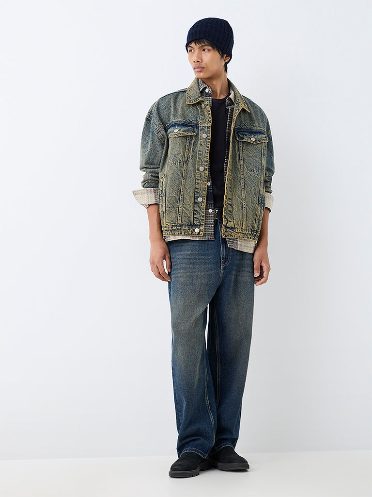Nuon Blue Washed Relaxed-Fit Denim Jacket