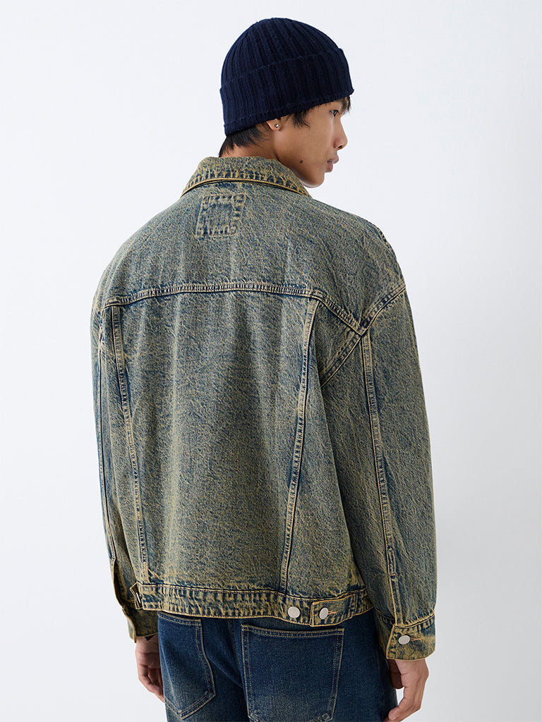 Nuon Blue Washed Relaxed-Fit Denim Jacket