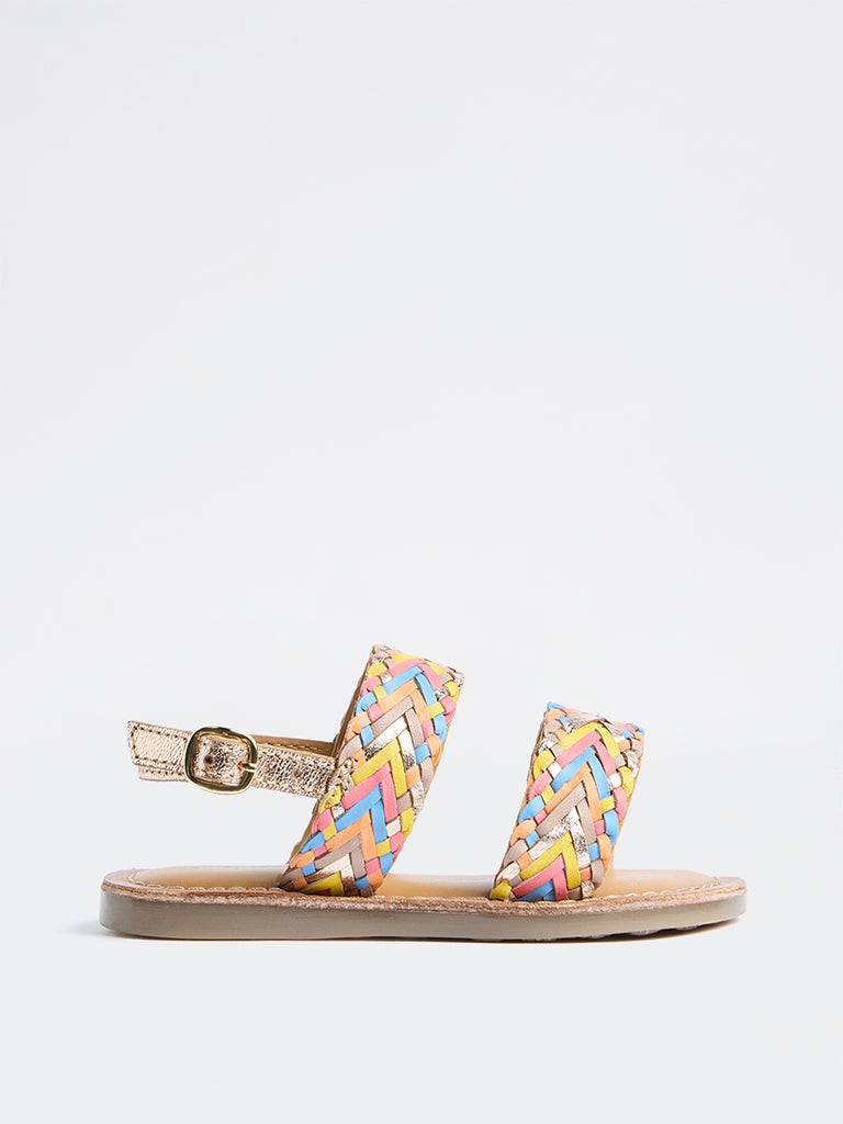 Yellow Multicolour Chevron Pattern Sandals