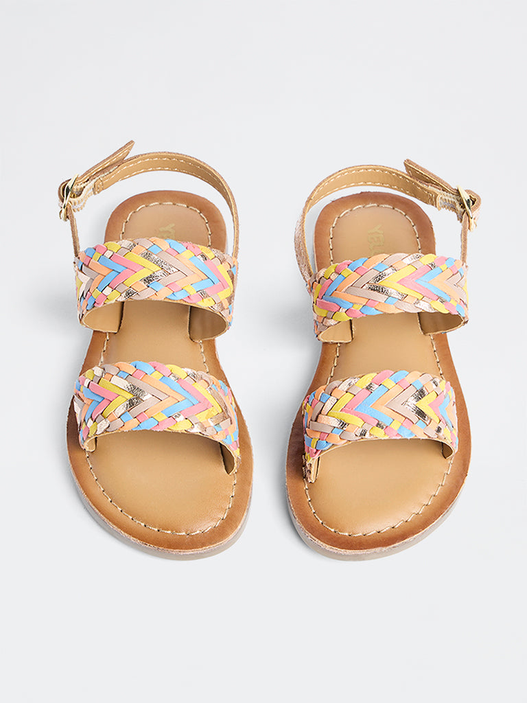 Yellow Multicolour Chevron Pattern Sandals